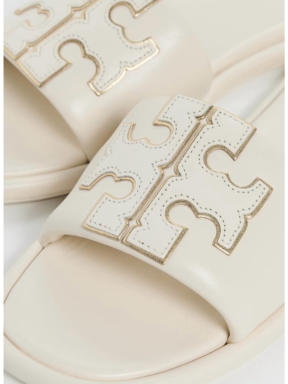 Tory Burch Ivory Logo Slide Sandals - Picture 4 of 5